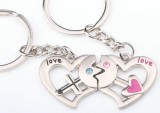 Set Breloc Pentru Cuplu / Indragostiti - In Forma De inima - LOVE -