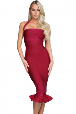 BAN425-81 Rochie midi bandage, de cocktail, cu volanas in partea inferioara foto