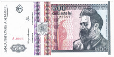 Bancnota 500 lei 1992 Brancusi filigran fata perfect UNC foto