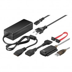 Convertor USB pentru IDE/SATA Goobay, alimentator inclus foto