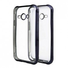 Husa silicon slim transparenta cu margini electroplacate gri inchis pentru Samsung Galaxy J1 Ace (SM-J110H) / Galaxy J1 Ace Neo (SM-J111F) foto