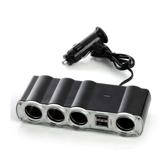 Priza auto cu 4 iesiri, 2 x USB, suprafata adeziva foto mare Priza auto cu 4 iesiri, 2 x USB, suprafata adeziva foto mare