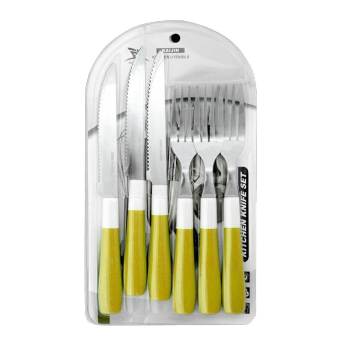 Set tacamuri 6 piese DeKassa DK-89051, inox, Galben foto mare Set tacamuri 6 piese DeKassa DK-89051, inox, Galben foto mare
