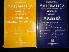 Mircea Ganga , Matematica , clasa a XII-a, 2 volume, profil M1 foto