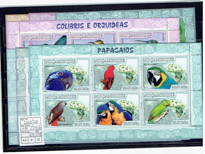 Mozambik - birds - parrots/colibri/pray - 3005/28+bl.224/6