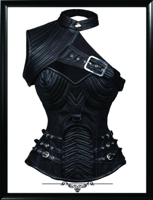Corset overbust rock steampunk gotic din piele si balene otel foto mare Corset overbust rock steampunk gotic din piele si balene otel foto mare