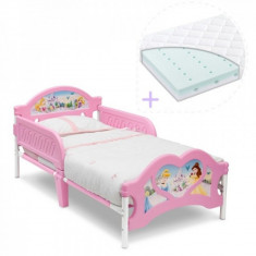 Set pat cu cadru metalic Disney si saltea pentru patut Dreamily 140 x 70 x 10 cm Princess Delta Children foto