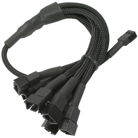 Cablu adaptor pentru ventilatoare Nanoxia 1x 3 pini la 6x 3 pini, 60 cm, negru foto mare Cablu adaptor pentru ventilatoare Nanoxia 1x 3 pini la 6x 3 pini, 60 cm, negru foto mare