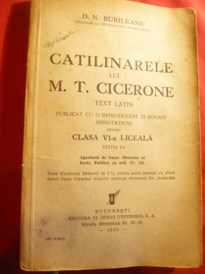 M.T.Cicerone - Catilinarele- Text Latin cu adnotari, introd. de D.N.Burileanu foto