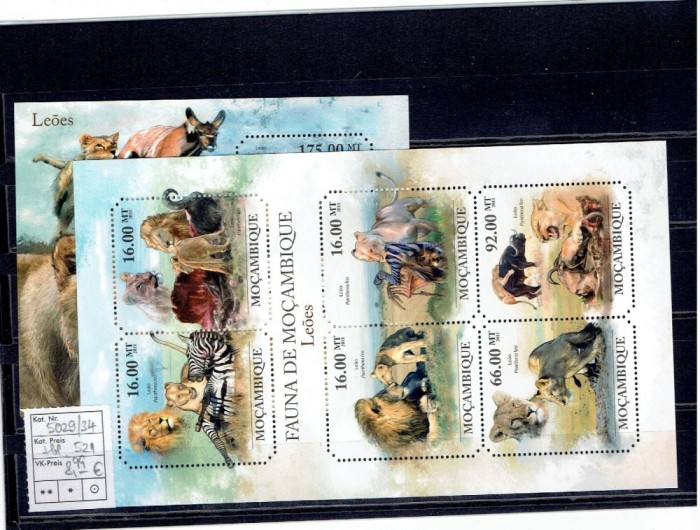 Mozambik - lions - 5029/34+bl.521