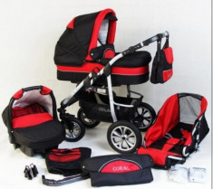 Carucior 3 in 1 Coral CE1 (Rosu cu negru) Kerttu foto