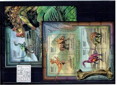 Zentralafrik. Rep. - 3652/5+bl.946 - dinosaures foto