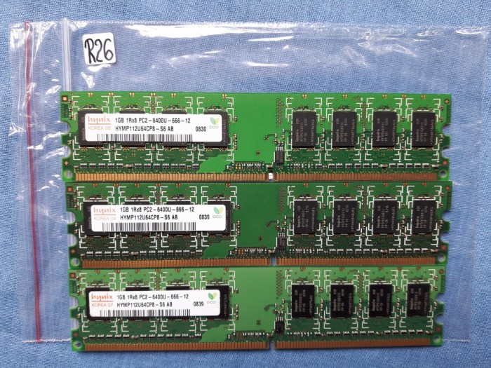 HYNIX 3x1Gb ddr2 PC 6400U 666 rami perfect fuctionali (R26) foto mare HYNIX 3x1Gb ddr2 PC 6400U 666 rami perfect fuctionali (R26) foto mare