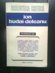 Ion Budai-Deleanu interpretat de... N. Balota, Blaga, G. Calinescu, Cioculescu, Paul Cornea, Iorga, Romul Munteanu, Edgar Papu, Perpessicius, Vianu