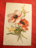 Ilustrata - Flori - Maci -Piesa de Autor ,semnata cu per. 10C orange 1932 Projuv