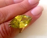 Inel placat aur 18k vintage cu cristal Swarovski, marimea 6 (16mm)