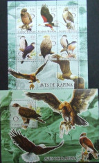 GUINE-BISSAU, VULTURI, 1 M/SH + 1 S/S, NEOBLIT., DANTELATE 2001 - G BIS 20 foto