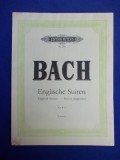 PARTITURA PIAN ~ BACH - ENGLISCHE SUITEN , 4-6 - EDITION PETERS - LEIPZIG - 1951