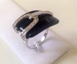 Inel negru-placat aur 18k,Swarovski-marimea 9,19 mm/60mm, Galben