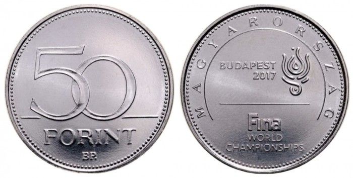 UNGARIA 50 FORINT 2017 CAMPIONATUL MONDIAL DE NATATIE FINA BUDAPESTA UNC