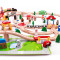 Set trenulet Wooden Train jucarii din lemn cu macaz rotitor trenulete 100 piese