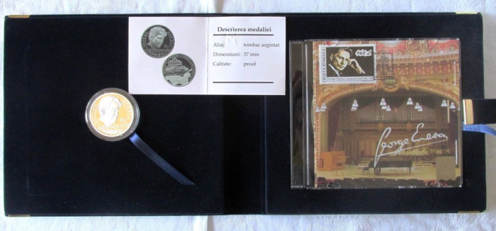 Caseta comemorativa GEORGE ENESCU (medalie + CD, timbru cu stampila fest.), 2005