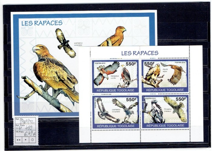 Togo - pasari - 3939/42+bl.499
