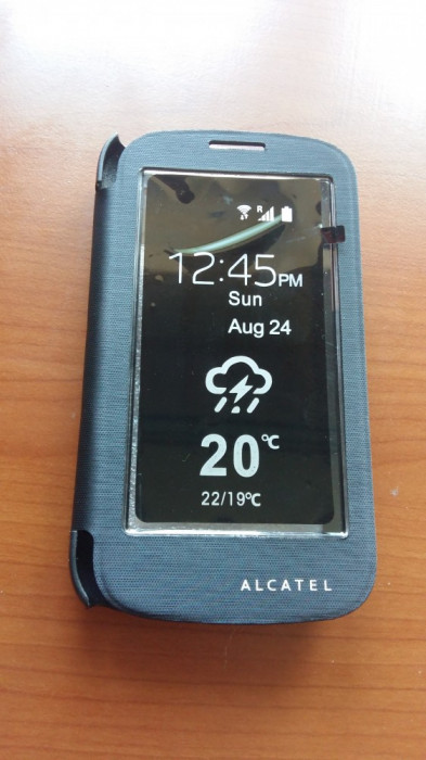 Husa piele Alcatel POP C5 5036 + folie sticla