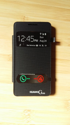 husa tip carte Huawei G600 + folie sticla foto