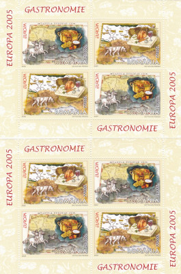 GASTRONOMIE,EUROPA CEPT,2005,MINISHEET DE 2 SERII MODEL A + B,MNH ROMANIA. foto