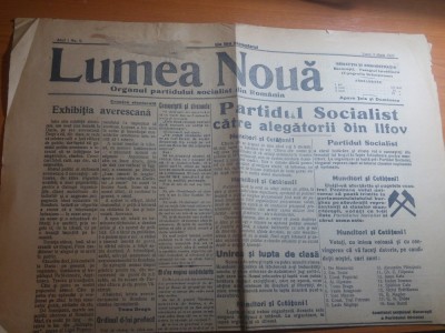 ziarul lumea noua 3 martie 1922-popaganda electorala pt partidul socialist foto