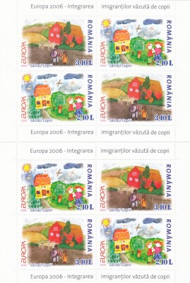 INTEGR. IMIGRANT.,EUROPA CEPT,2006,MINISHEET DE 2 SERII MODEL A + B,MNH ROMANIA. foto