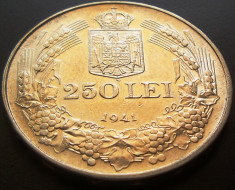 MONEDA ISTORICA ARGINT 250 Lei- ROMANIA anul 1941 *cjaCOD 29 Totul Pentru Tara foto