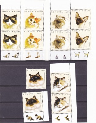 PISICI SERIE COMPLETA,X2 + TABS,2006,MNH ROMANIA. foto