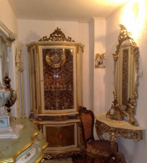 vitrina stil baroc venetian,anii &amp;#039;40,H 2,2m,pictura manuala,foita,RARITATE foto