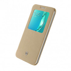 Husa de piele BASEUS S-View Cover pentru Samsung Galaxy S6 Edge Plus, Khaki foto