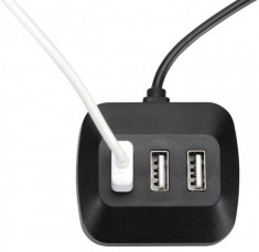 Adaptor USB HR-imotion 3 X USB cu cablu 2m, Black foto