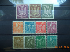 1923 Germania ( Reich ) Mi 235-245 Doua serii complete cu guma si fara sarniera. foto