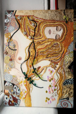 Pictura tehnica mixta ornamente pictate reliefate Tablou Abstract Gustav Klimt 9 foto