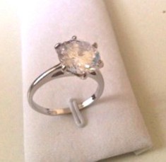 Inel LOGODNA-placat cu aur alb 18k aplicat cu cristal SWAROVSKI- marimea 6, 16mm foto