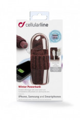 Incarcator de urgenta Baterie externa Powerbank Cellularline Winter PBWINTER 2200mA Rosie Blister Originala foto