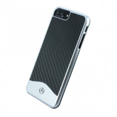 Husa Premium originala Mercedes Benz Wave V Carbon + Aluminium pentru Apple iPhone 7 Plus, Grey/Black foto
