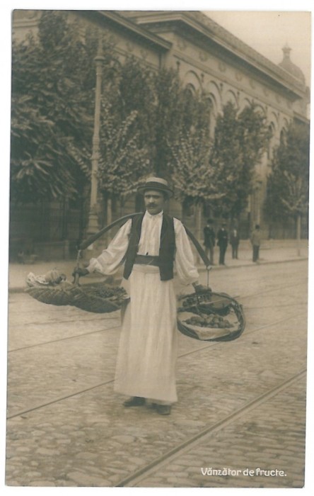 3825 - BUCURESTI, vanzator de fructe - old postcard, real PHOTO - unused