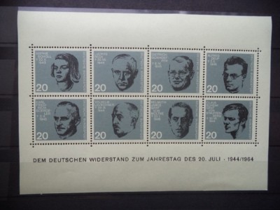 GERMANIA 1964 &amp;ndash; LUPTATORI ANTIFASCISTI, KLEINBOGEN nestampilat VL6 foto