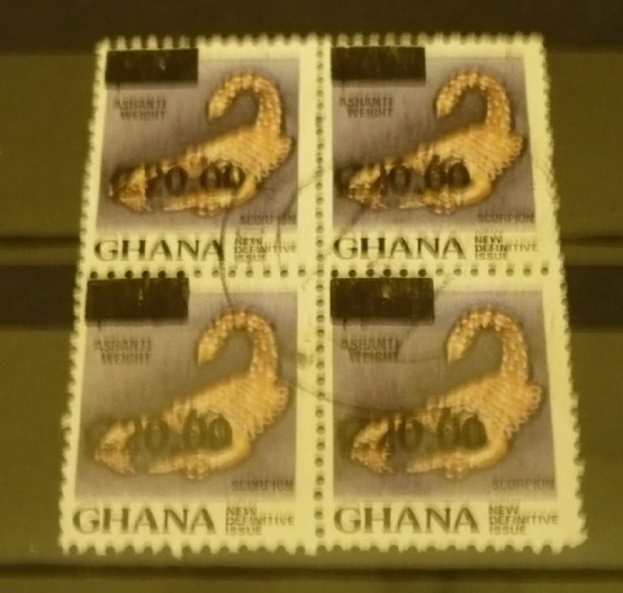 GHANA - SCORPION, bloc stampilat cu SUPRATIPAR, VL2