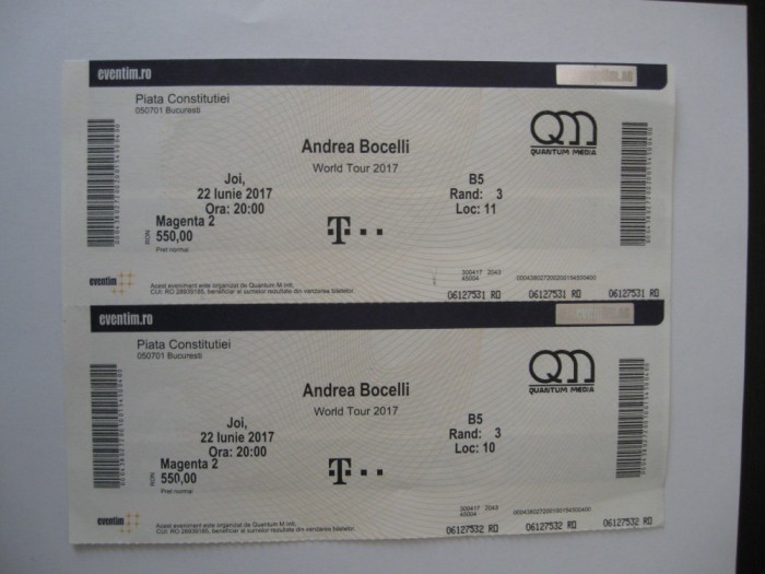 Andreea Bocelli biletele concertului de la Bucuresti din 22 iunie 2o17