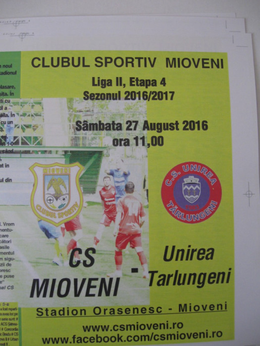 CS Mioveni-Unirea Tarlungeni ( 27 august 2016)