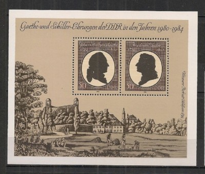 GERMANIA (DDR ) 1982 &amp;ndash; ANIVERSARE SCRIITORI, colita MNH, VL4 foto