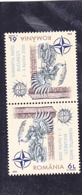 SUMMITUL NATO BUCURESTI,SERIE TETE-BECHE,2008 ,MNH ROMANIA. foto