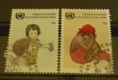 ONU VIENA 1985 &amp;ndash; COPII UNICEF, serie stampilata, VL13 foto